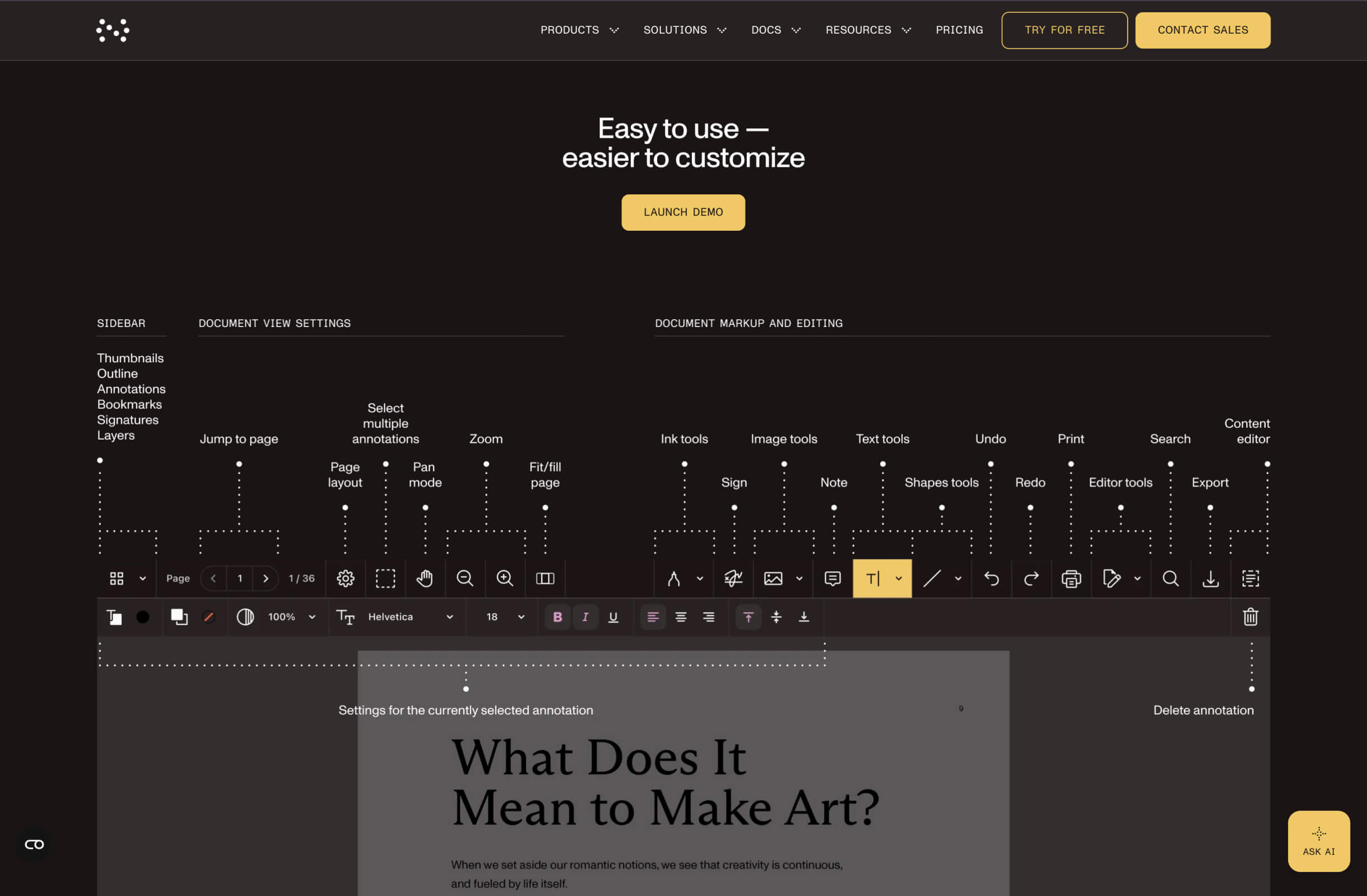 SDK product page presenting technical capabilities to a developer audience