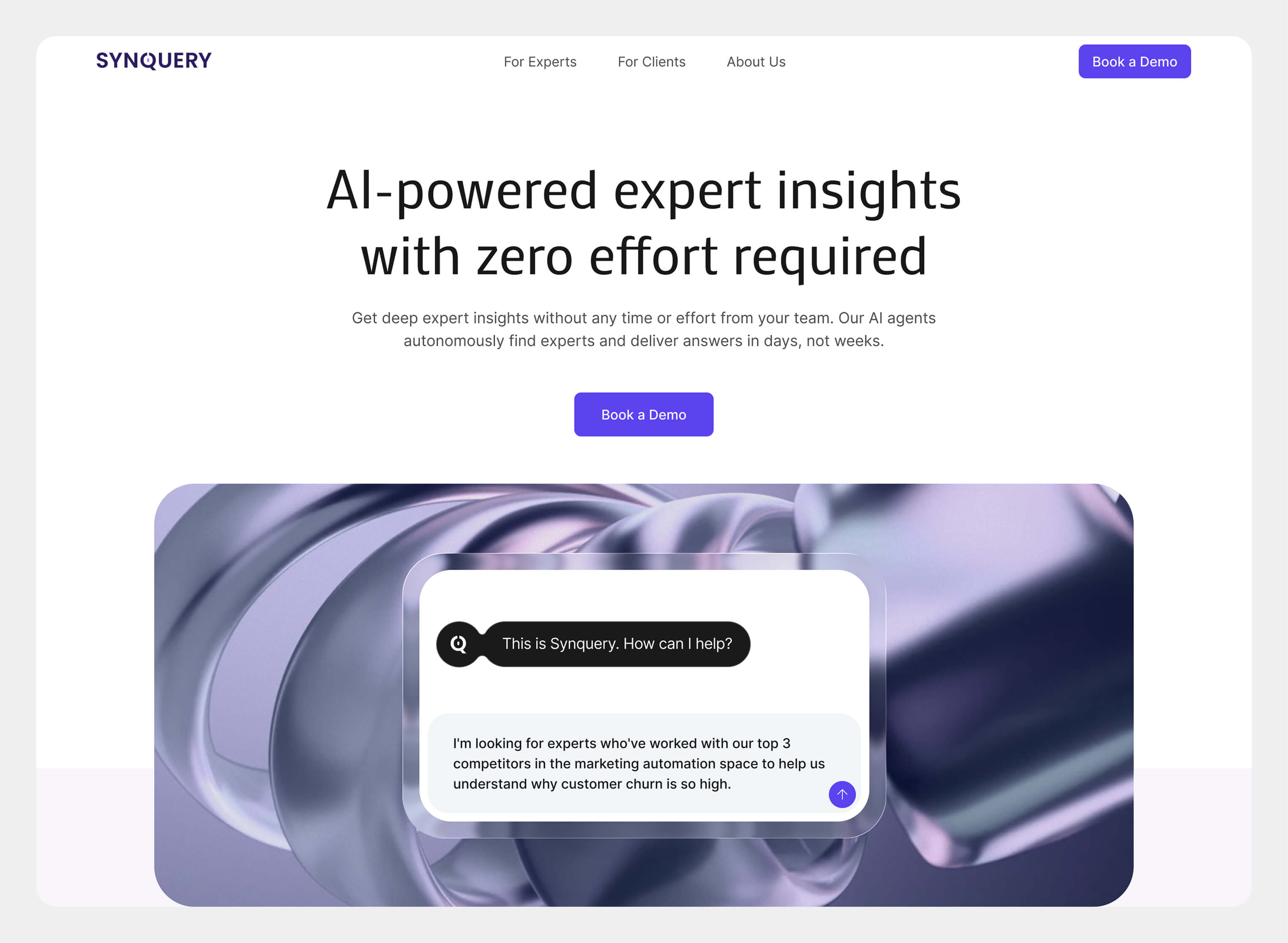Synquery marketing website presenting the platform and positioning